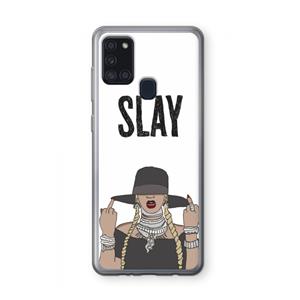 CaseCompany Slay All Day: Samsung Galaxy A21s Transparant Hoesje