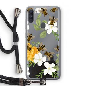 CaseCompany No flowers without bees: Samsung Galaxy A11 Transparant Hoesje met koord