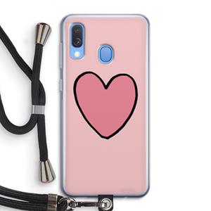 CaseCompany Hartje: Samsung Galaxy A40 Transparant Hoesje met koord