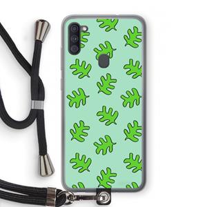 CaseCompany Groene blaadjes: Samsung Galaxy A11 Transparant Hoesje met koord
