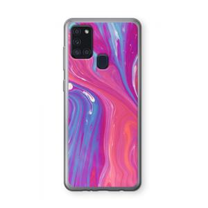 CaseCompany Paarse stroom: Samsung Galaxy A21s Transparant Hoesje