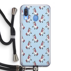 CaseCompany Eenhoorns overal: Samsung Galaxy A40 Transparant Hoesje met koord