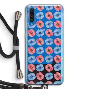 CaseCompany Klaproosjes: Samsung Galaxy A50 Transparant Hoesje met koord