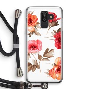 CaseCompany Roosjes: Samsung Galaxy J8 (2018) Transparant Hoesje met koord