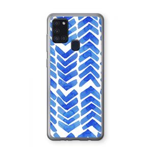 CaseCompany Blauwe pijlen: Samsung Galaxy A21s Transparant Hoesje