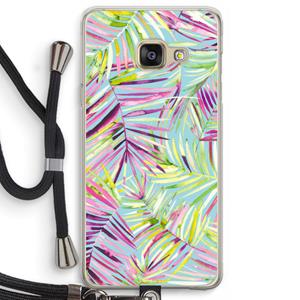 CaseCompany Tropical Palms Blue: Samsung Galaxy A3 (2016) Transparant Hoesje met koord