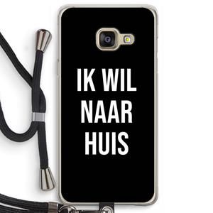 CaseCompany Ik wil naar huis - Zwart: Samsung Galaxy A3 (2016) Transparant Hoesje met koord