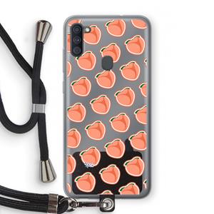 CaseCompany Just peachy: Samsung Galaxy A11 Transparant Hoesje met koord