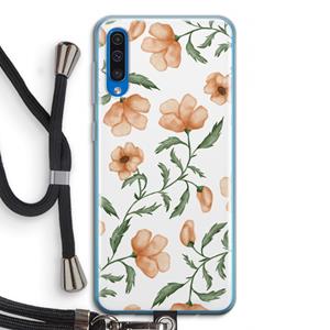 CaseCompany Peachy flowers: Samsung Galaxy A50 Transparant Hoesje met koord
