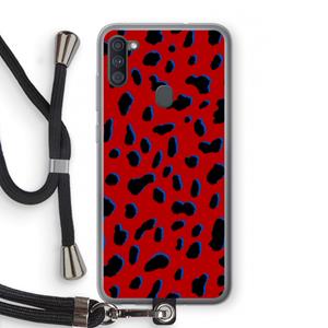 CaseCompany Red Leopard: Samsung Galaxy A11 Transparant Hoesje met koord