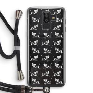 CaseCompany Zwarte poes: Samsung Galaxy J8 (2018) Transparant Hoesje met koord