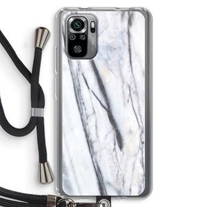 CaseCompany Gestreepte marmer: Xiaomi Redmi Note 10S Transparant Hoesje met koord