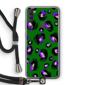 CaseCompany Green Cheetah: Samsung Galaxy A11 Transparant Hoesje met koord