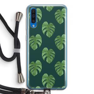 CaseCompany Monstera leaves: Samsung Galaxy A50 Transparant Hoesje met koord