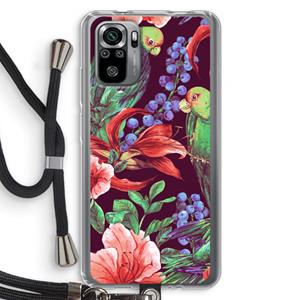 CaseCompany Papegaaien: Xiaomi Redmi Note 10S Transparant Hoesje met koord