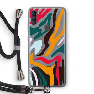 CaseCompany Colored Zebra: Samsung Galaxy A11 Transparant Hoesje met koord