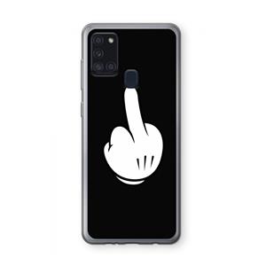 CaseCompany Middle finger black: Samsung Galaxy A21s Transparant Hoesje