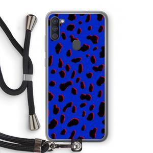 CaseCompany Blue Leopard: Samsung Galaxy A11 Transparant Hoesje met koord