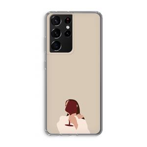 CaseCompany I drink wine: Samsung Galaxy S21 Ultra Transparant Hoesje