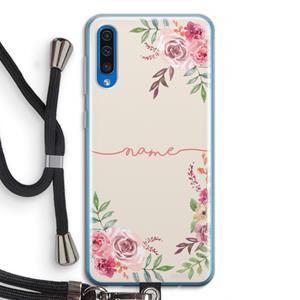 CaseCompany Rozen: Samsung Galaxy A50 Transparant Hoesje met koord