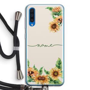 CaseCompany Zonnebloemen: Samsung Galaxy A50 Transparant Hoesje met koord