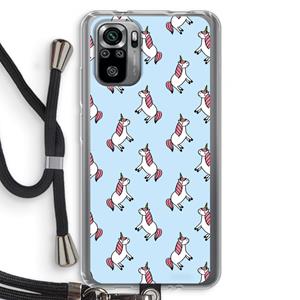 CaseCompany Eenhoorns overal: Xiaomi Redmi Note 10S Transparant Hoesje met koord