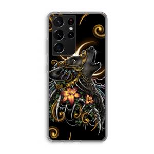 CaseCompany Huilende Wolf: Samsung Galaxy S21 Ultra Transparant Hoesje