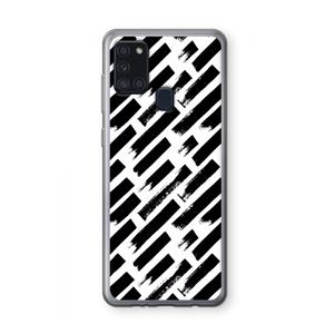 CaseCompany Zwarte vegen: Samsung Galaxy A21s Transparant Hoesje