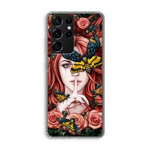 CaseCompany Lady Moth: Samsung Galaxy S21 Ultra Transparant Hoesje