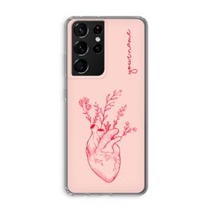CaseCompany Blooming Heart: Samsung Galaxy S21 Ultra Transparant Hoesje