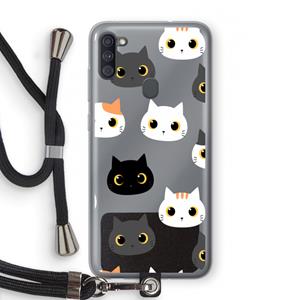 CaseCompany Katten: Samsung Galaxy A11 Transparant Hoesje met koord