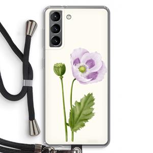 CaseCompany Purple poppy: Samsung Galaxy S21 Transparant Hoesje met koord