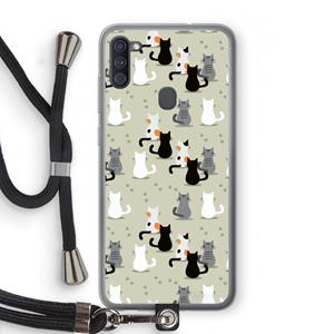 CaseCompany Katten: Samsung Galaxy A11 Transparant Hoesje met koord