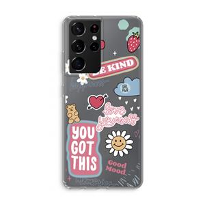 CaseCompany Positivity: Samsung Galaxy S21 Ultra Transparant Hoesje