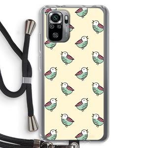 CaseCompany Vogeltjes: Xiaomi Redmi Note 10S Transparant Hoesje met koord