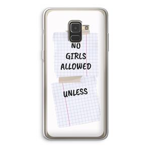 CaseCompany No Girls Allowed Unless: Samsung Galaxy A8 (2018) Transparant Hoesje