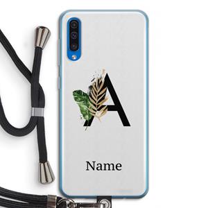 CaseCompany Charcoal Flora: Samsung Galaxy A50 Transparant Hoesje met koord