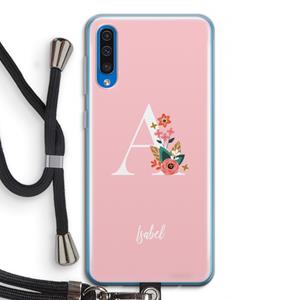 CaseCompany Pink Bouquet: Samsung Galaxy A50 Transparant Hoesje met koord
