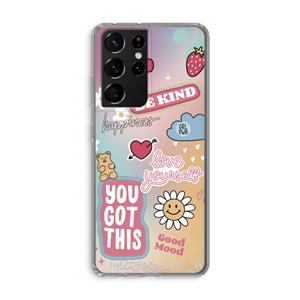 CaseCompany Positivity: Samsung Galaxy S21 Ultra Transparant Hoesje