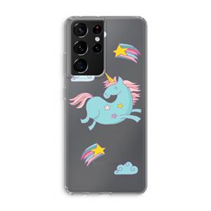 CaseCompany Vliegende eenhoorn: Samsung Galaxy S21 Ultra Transparant Hoesje