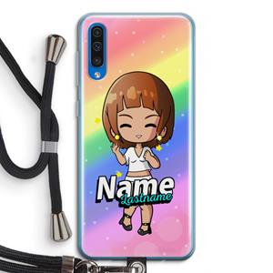 CaseCompany Chibi Maker vrouw: Samsung Galaxy A50 Transparant Hoesje met koord