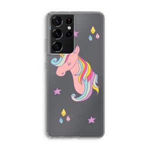 CaseCompany Roze eenhoorn: Samsung Galaxy S21 Ultra Transparant Hoesje