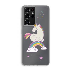 CaseCompany Regenboog eenhoorn: Samsung Galaxy S21 Ultra Transparant Hoesje