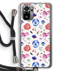 CaseCompany Bloemetjes: Xiaomi Redmi Note 10S Transparant Hoesje met koord