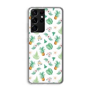 CaseCompany Ananas bladeren: Samsung Galaxy S21 Ultra Transparant Hoesje