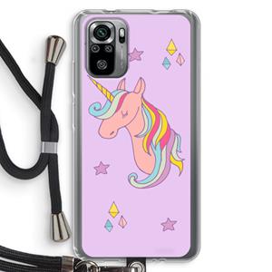 CaseCompany Roze eenhoorn: Xiaomi Redmi Note 10S Transparant Hoesje met koord