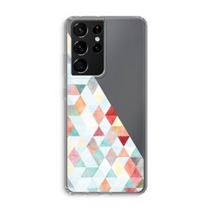 CaseCompany Gekleurde driehoekjes pastel: Samsung Galaxy S21 Ultra Transparant Hoesje