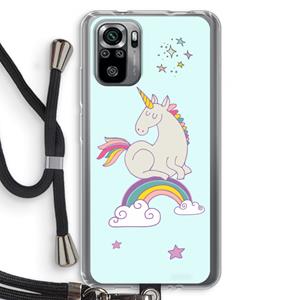 CaseCompany Regenboog eenhoorn: Xiaomi Redmi Note 10S Transparant Hoesje met koord