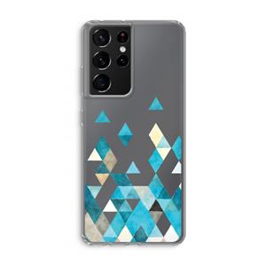 CaseCompany Gekleurde driehoekjes blauw: Samsung Galaxy S21 Ultra Transparant Hoesje