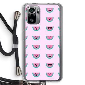 CaseCompany Smiley watermeloenprint: Xiaomi Redmi Note 10S Transparant Hoesje met koord